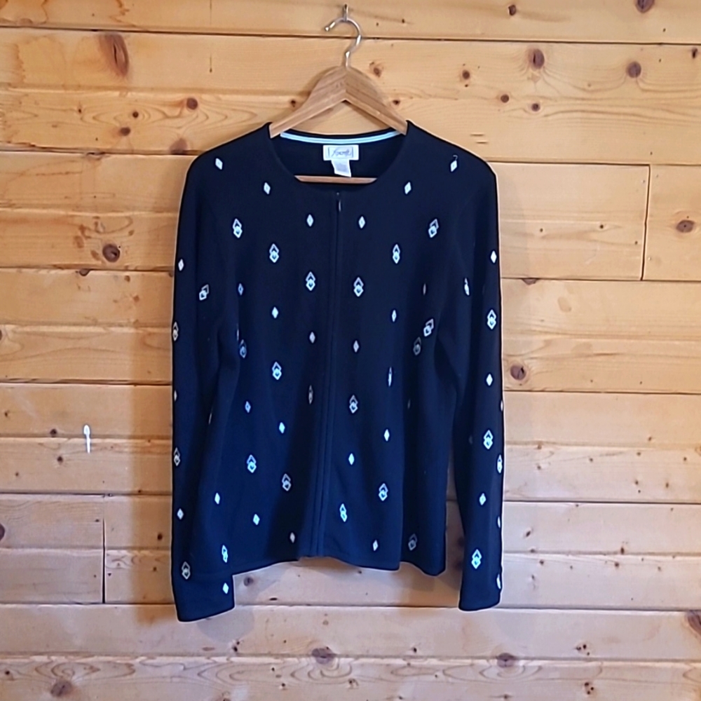 Foxcroft Zip-up patterned Cardigan